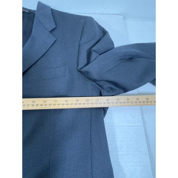 Hart Schaffner Marx Mens Blue Houndstooth 3 Button Blazer Sport Coat USA Prep